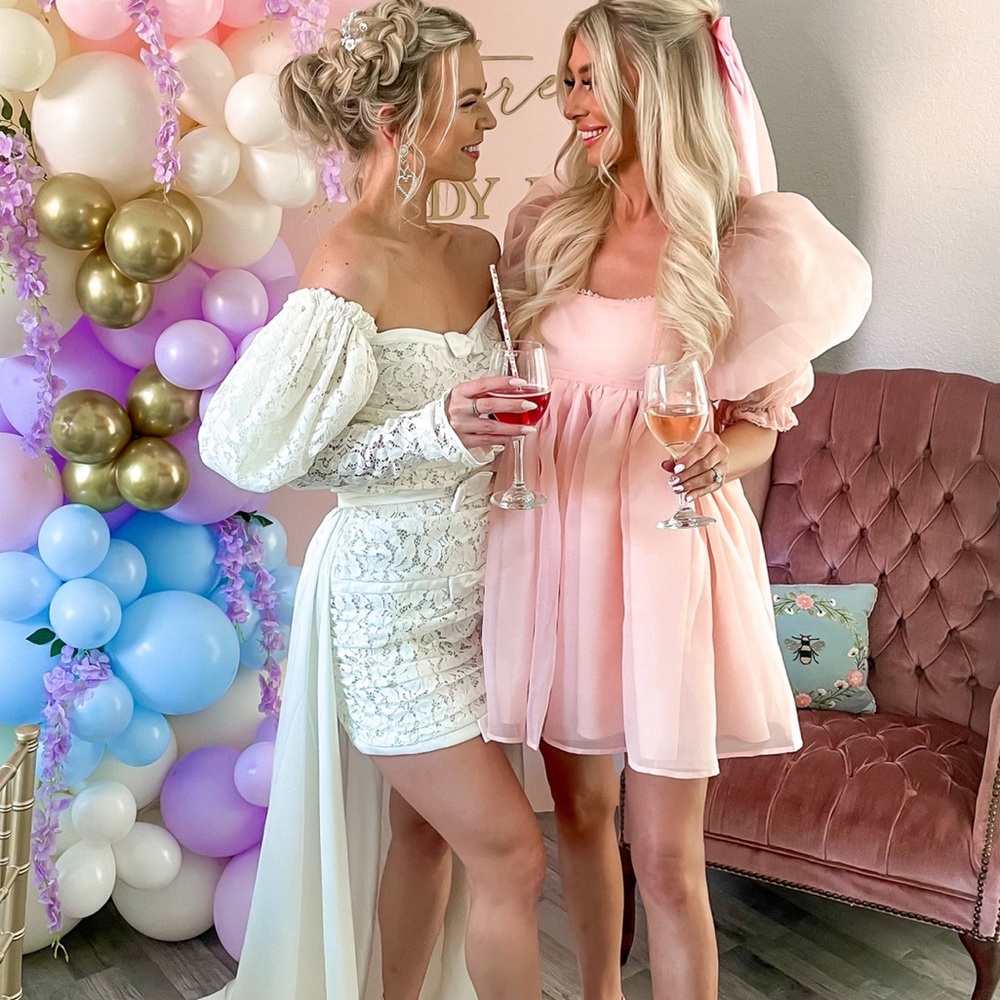 Pink puff sleeve dress (Selkie dupe)